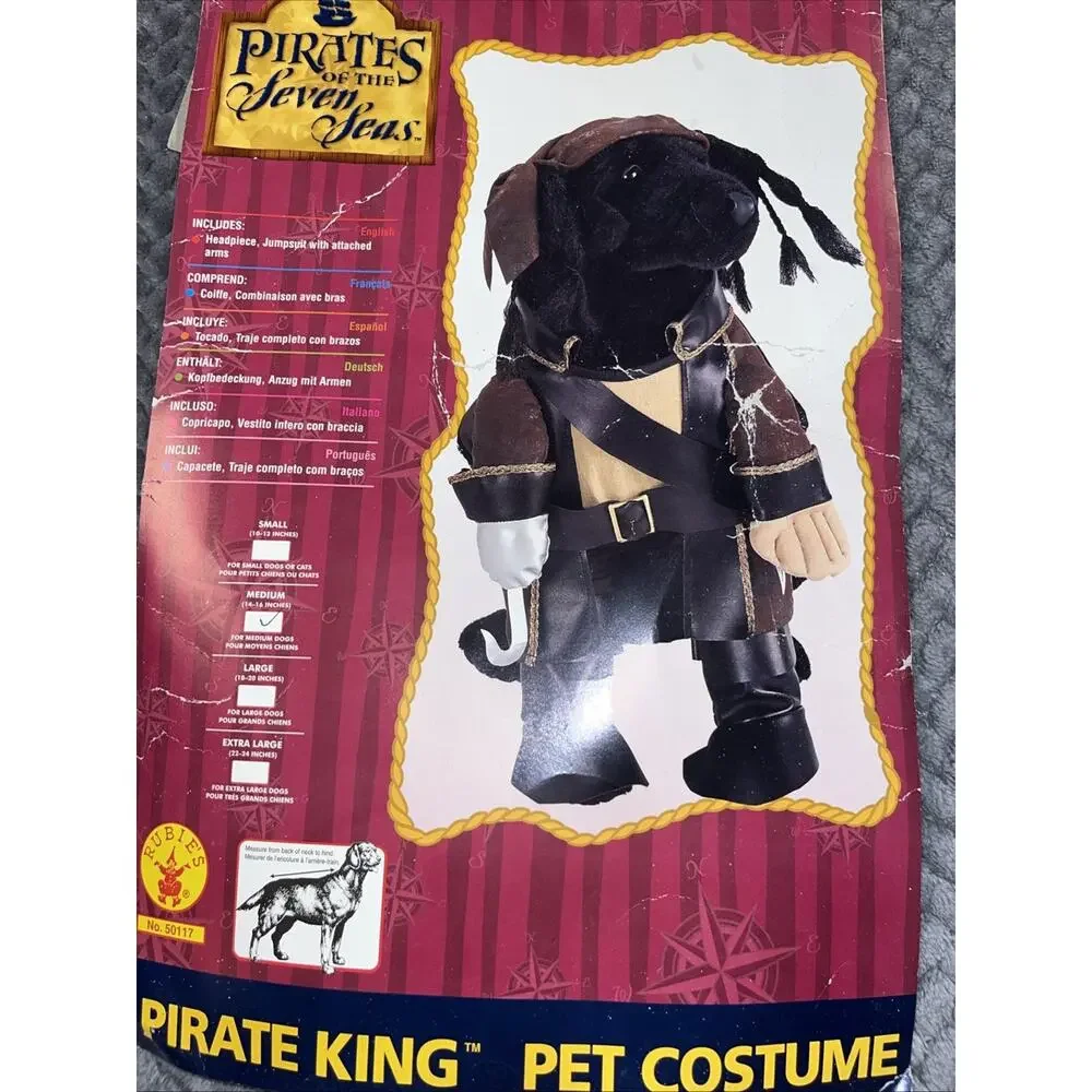 Pirates of the Seven Seas Pirate King Dog Costume - Fun for Halloween - Medium